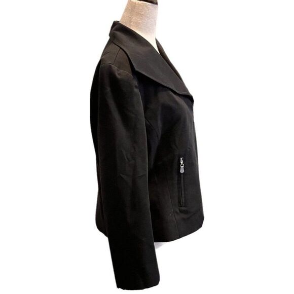 Doncaster Womens 10 Black Zippered Jacket Pockets Lined Long Sleeve Wide Lapels - Picture 3 of 8